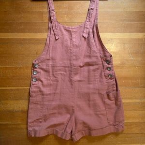 Rose linen romper